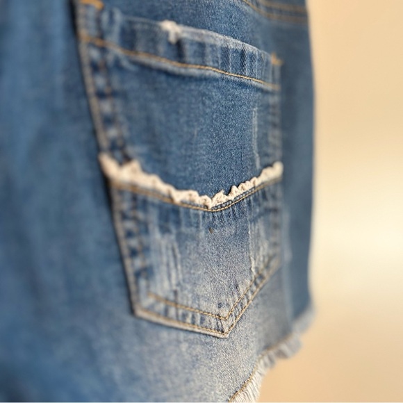 Vintage Y2K Low Rise Denim Skort Button Up Front Frayed - Picture 14 of 15